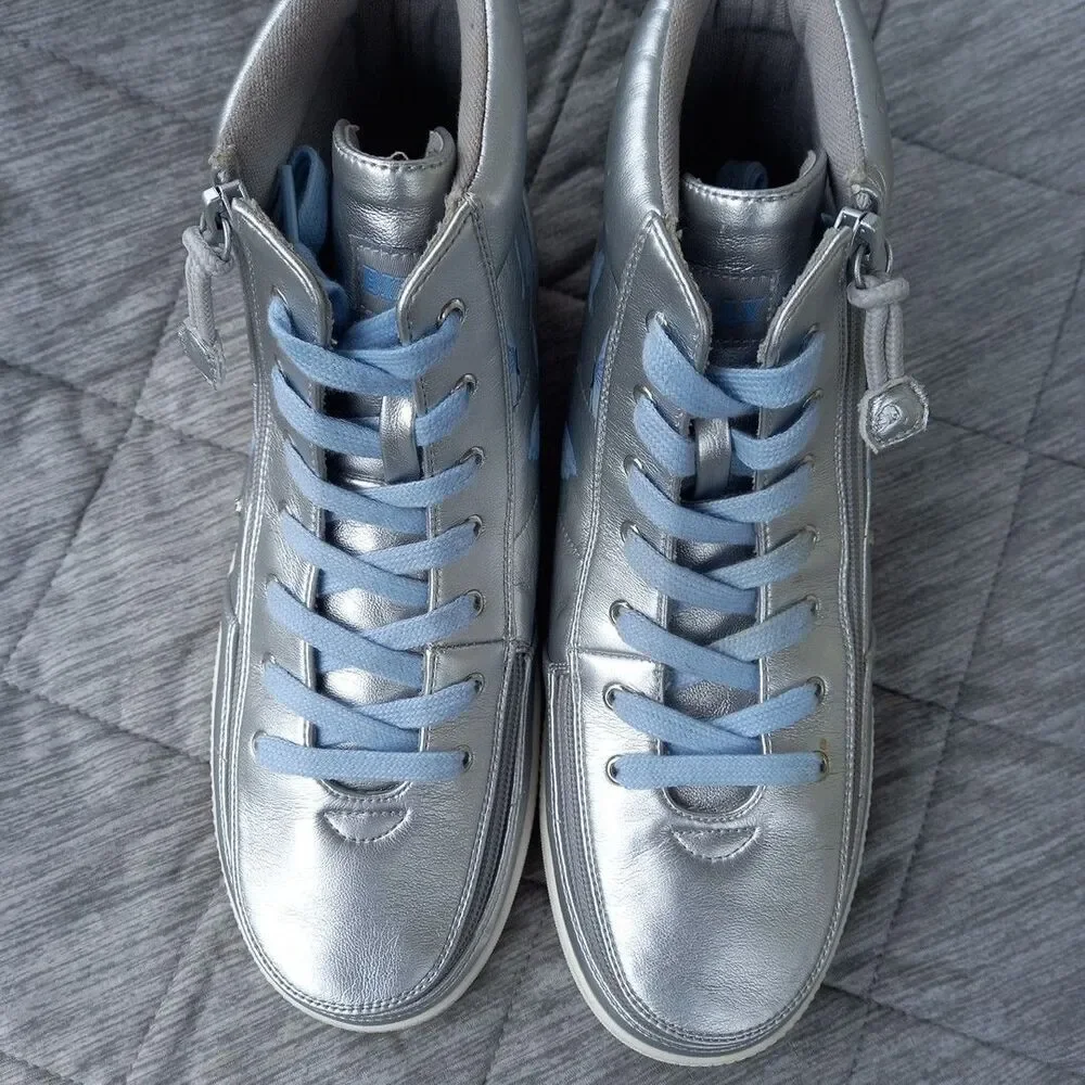 Billy Footwear Metallic Silver Butterfly Lace High Top Zip Adaptive Size 9 - Picture 3 of 11